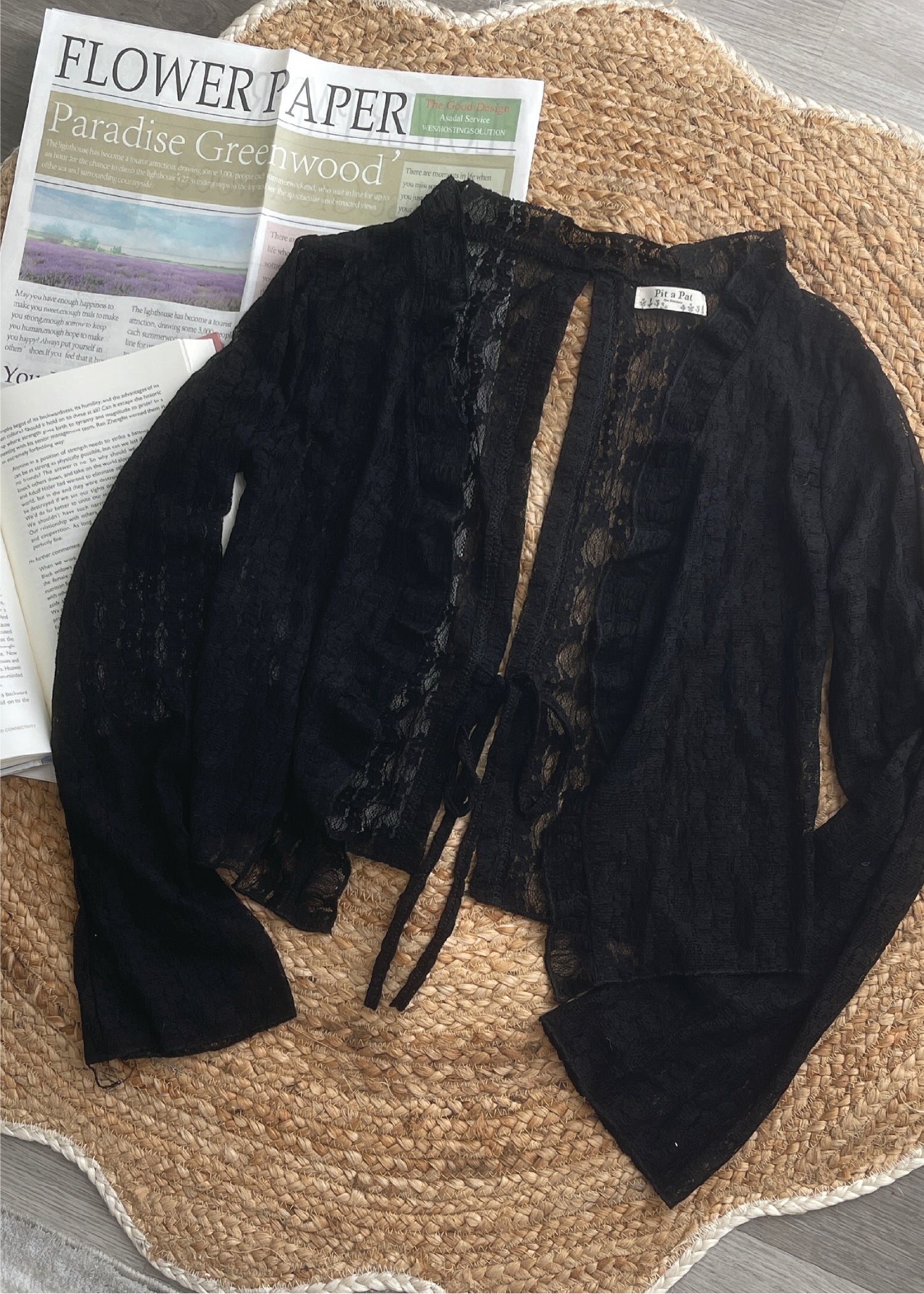 Pit a Pat Women’s Tie Open Back Black Knit Cardigan