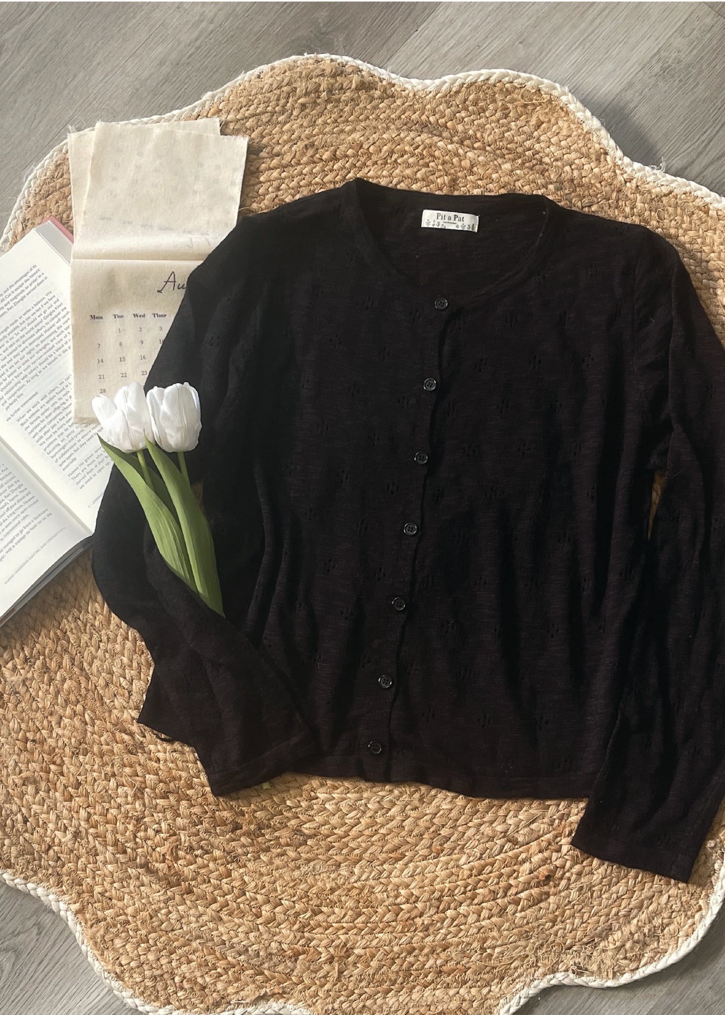 Pit a Pat Women's Black Lightweight Knit Cardigan