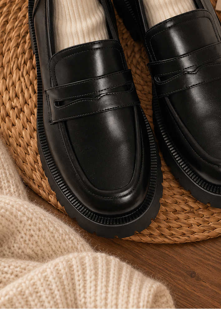 Pit a Pat Vintage Classic Leather Penny Loafers | Chunky Platform Shoes