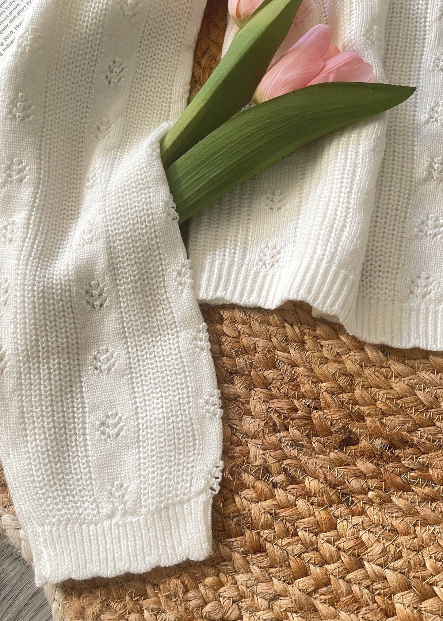 Pit a Pat Women’s Cream Scallop-Trim Knit Cardigan