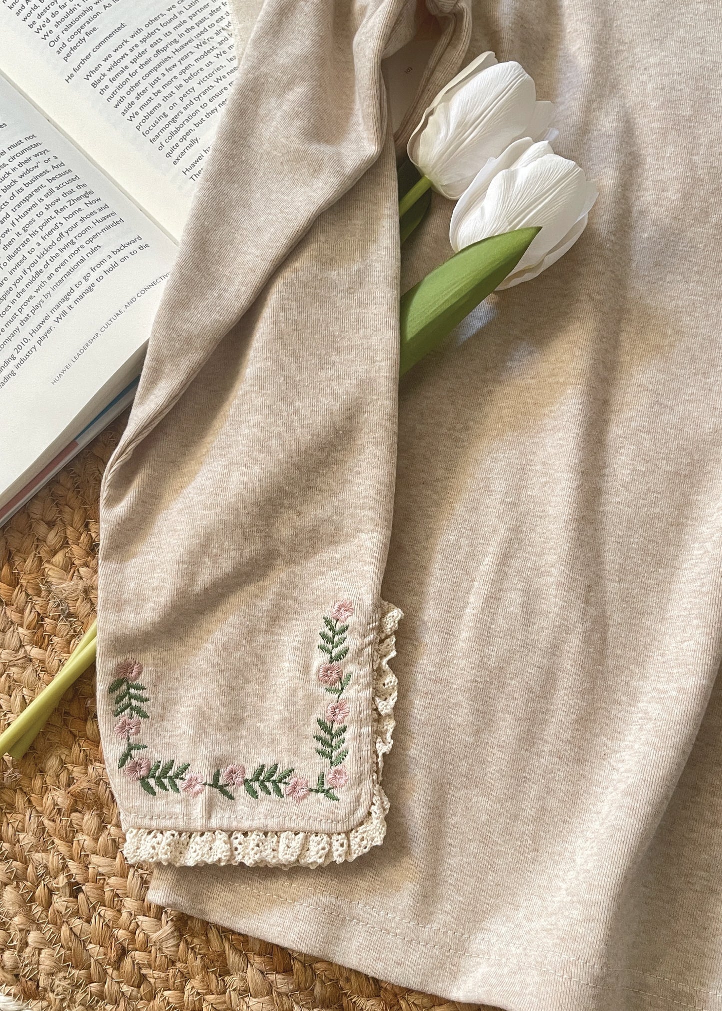 Pit a Pat Women’s Floral Embroidered Mock Neck Top