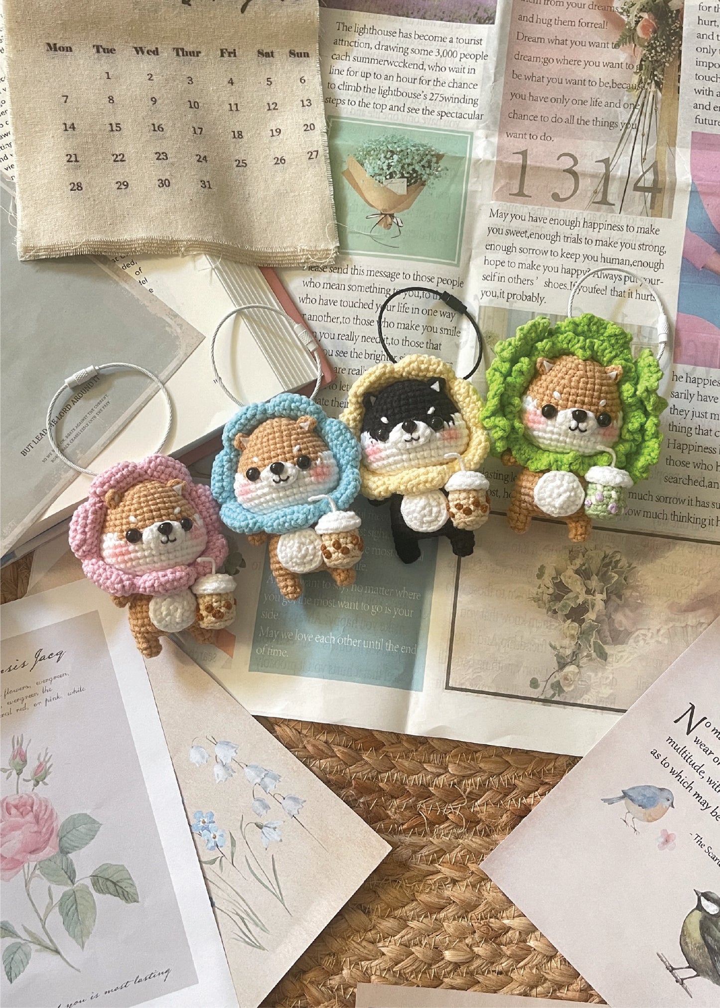 Pit a Pat Boba Puppy Keychain