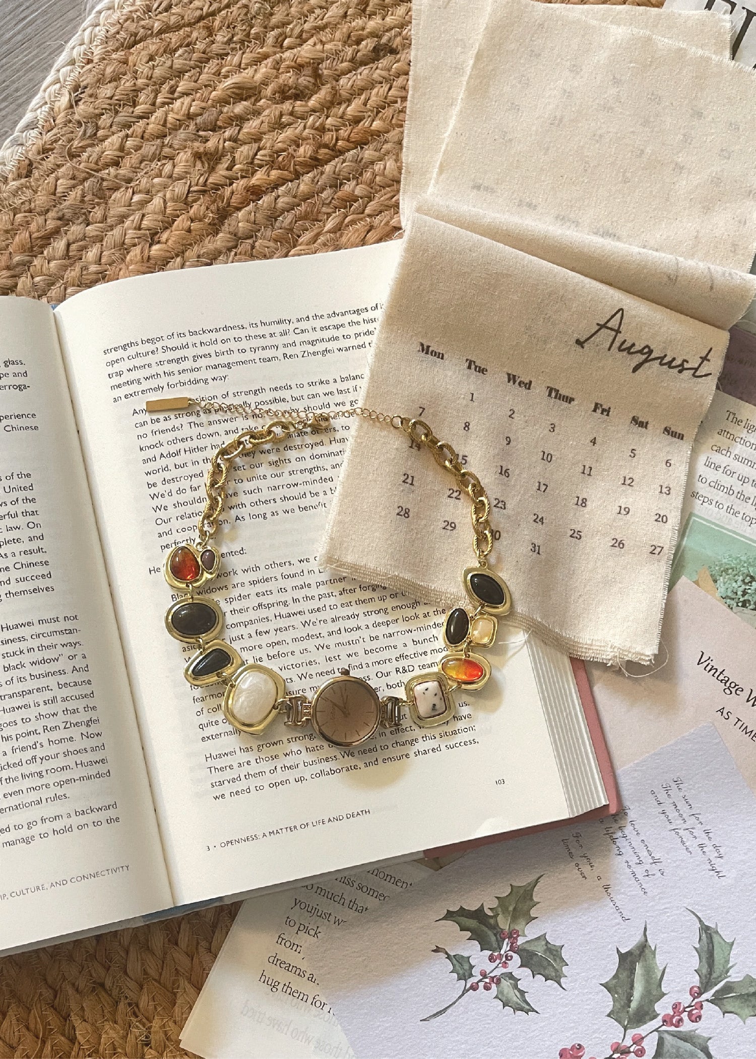 Pit a Pat Watch Pendant Stone Necklace