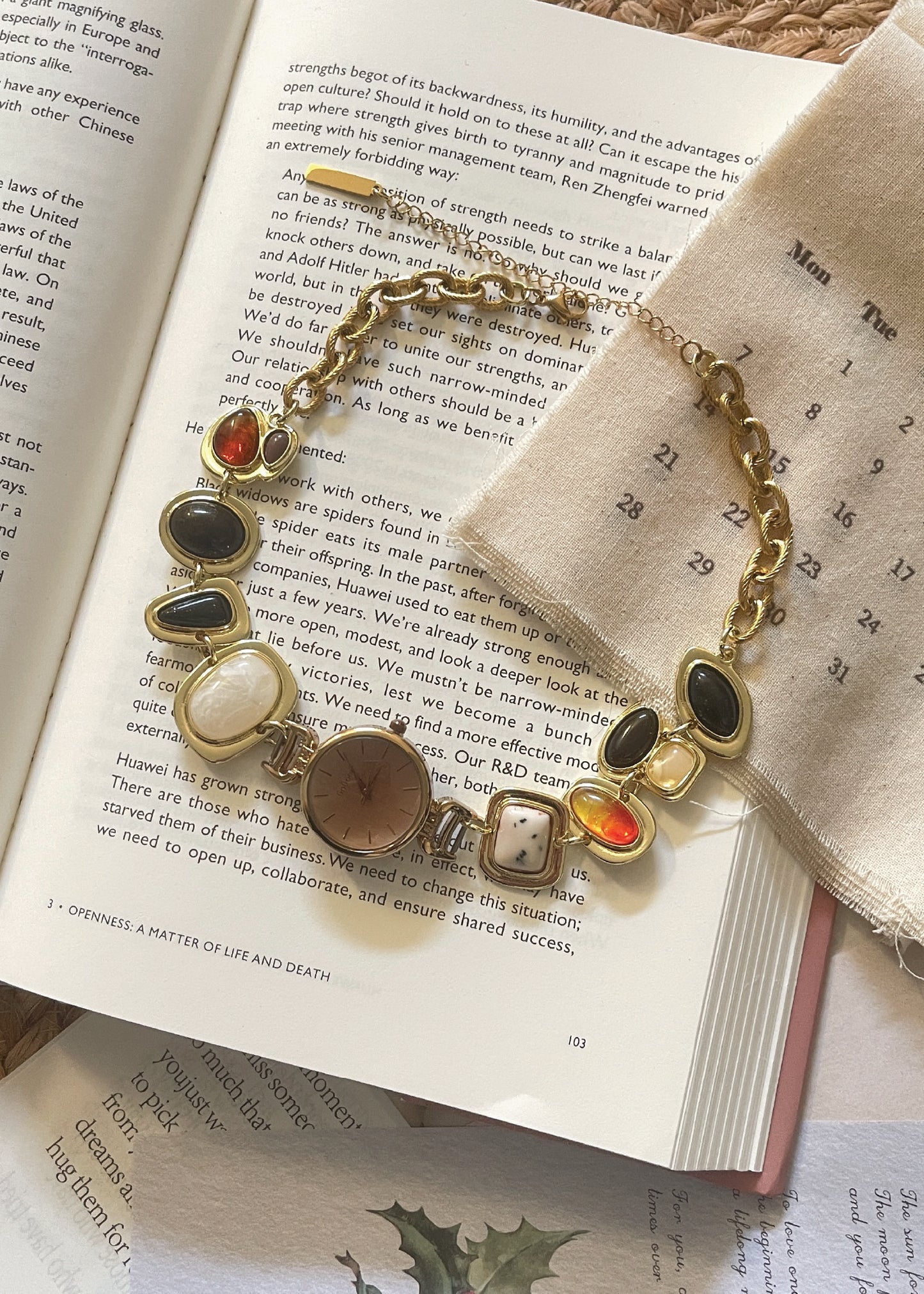 Pit a Pat Watch Pendant Stone Necklace