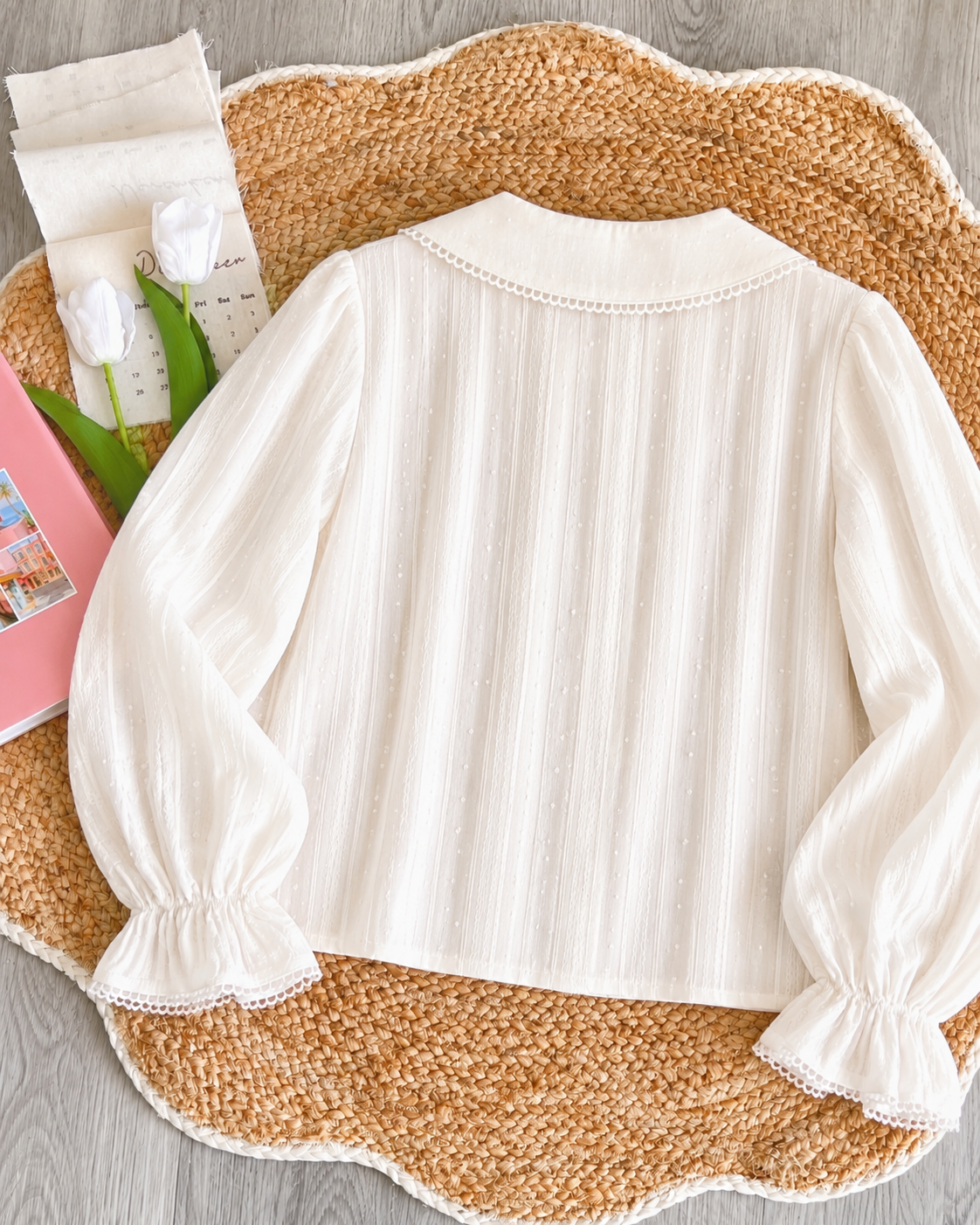 Pit a Pat Cream Rose Embroidered Cotton Blouse | Vintage Cottagecore Lace Top