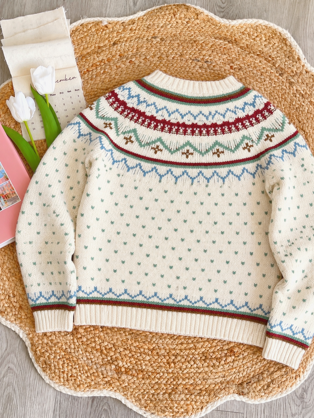 Pit a Pat Vintage Fair Isle Wool Sweater – Cozy Cottagecore Nordic Knit Pullover