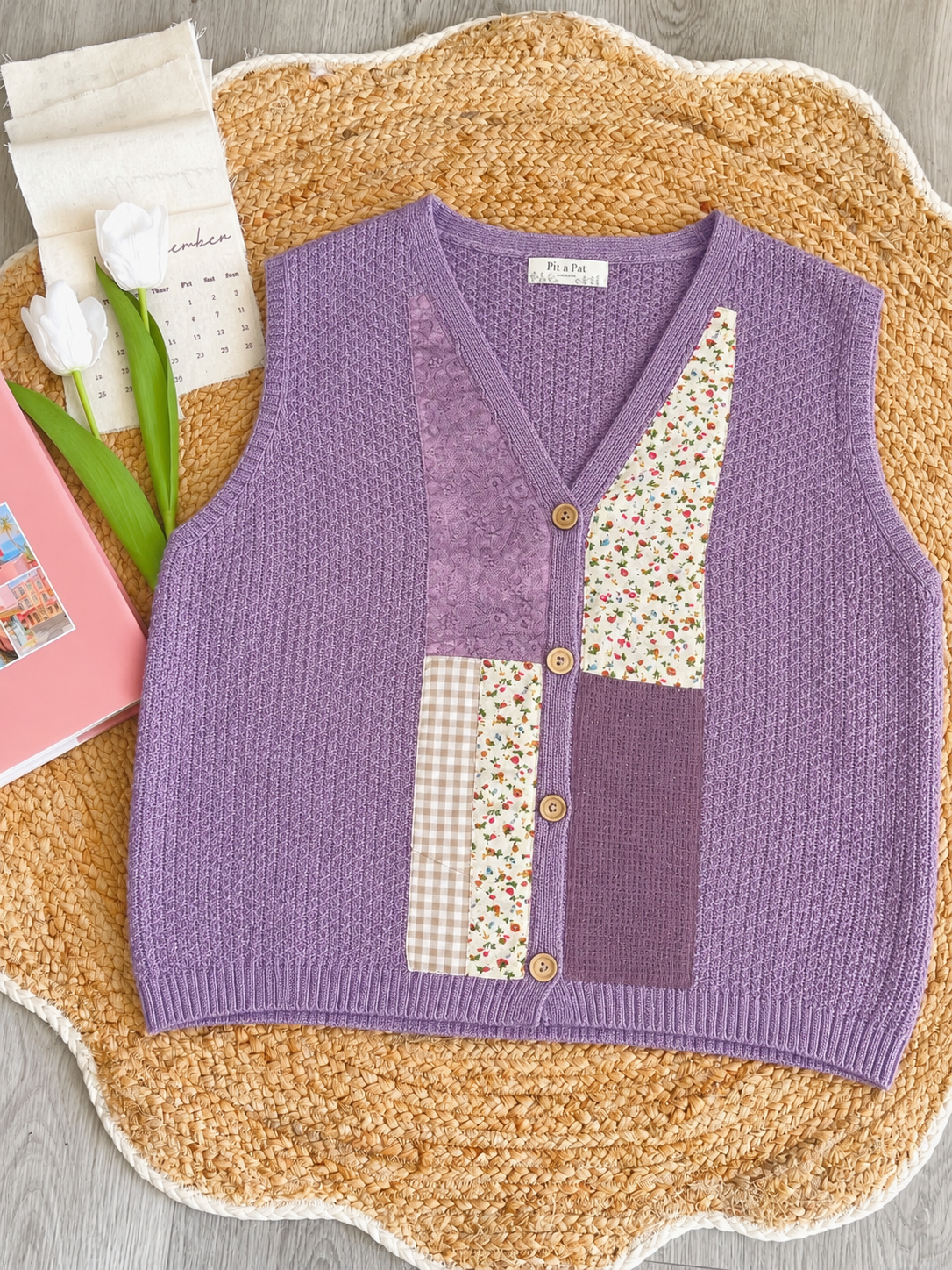 Pit a Pat Countryside Memories Patchwork Knit Vest – Vintage Cottagecore Sweater Vest