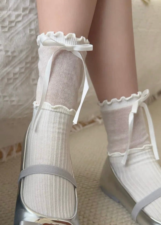 Pit a Pat Balletcore Cotton Bow Socks