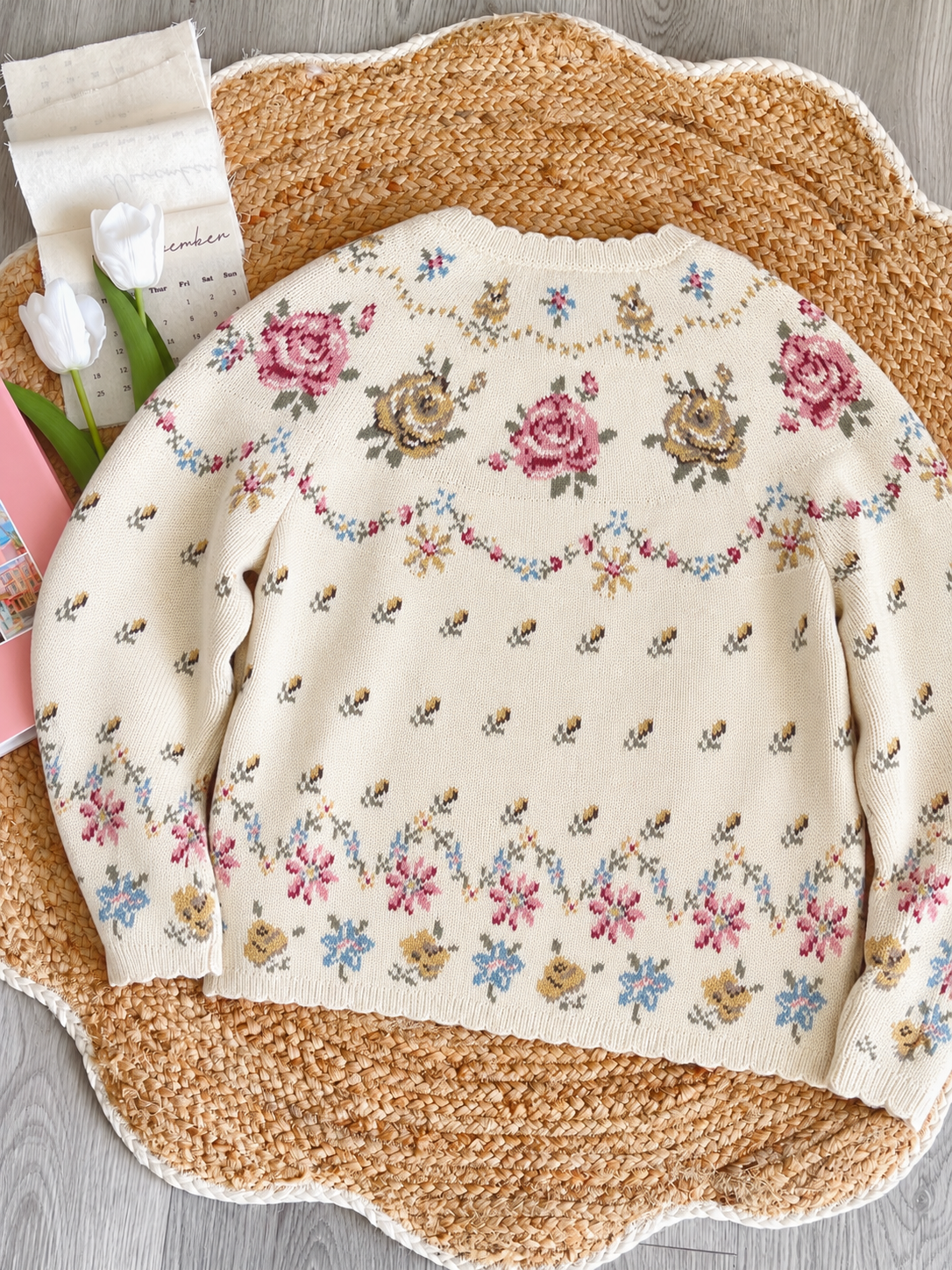 Pit a Pat Vintage Rose Garden Wool Cardigan – Cottagecore Floral Knit Sweater