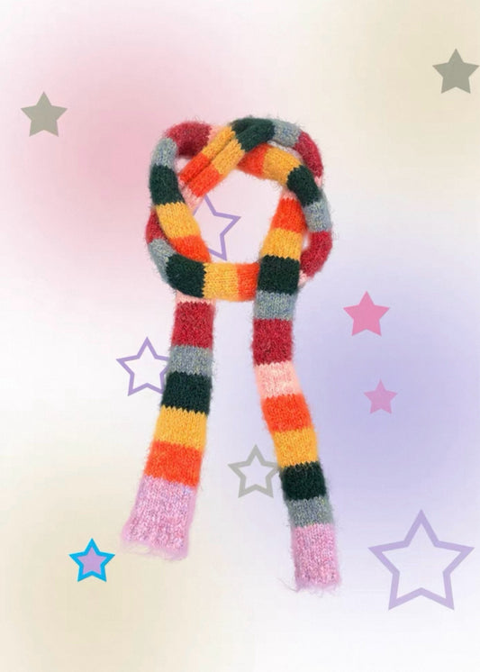 Color Striped Long Skinny Scarf – Cozy Knit Scarf