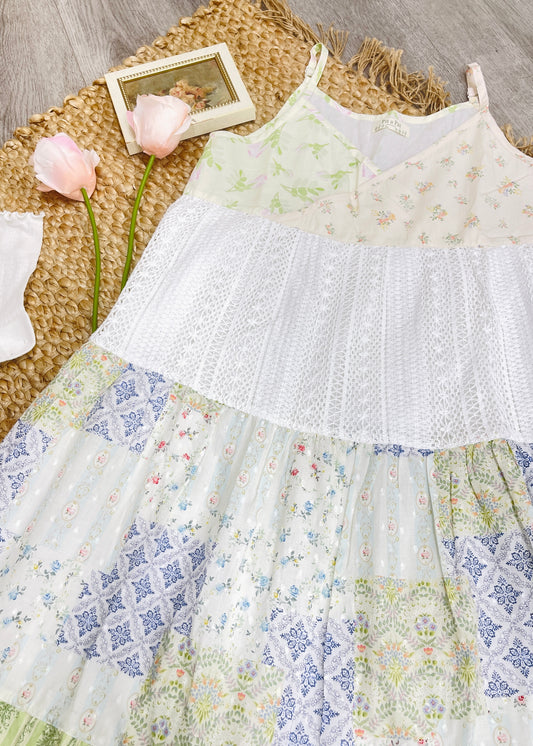 Cottagecore Patchwork Floral Maxi Dress | Lace Tiered Summer Dress