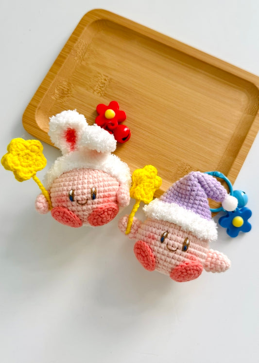 Handmade Crochet Kirby Keychain – Cute Anime Plush Key Ring Gift