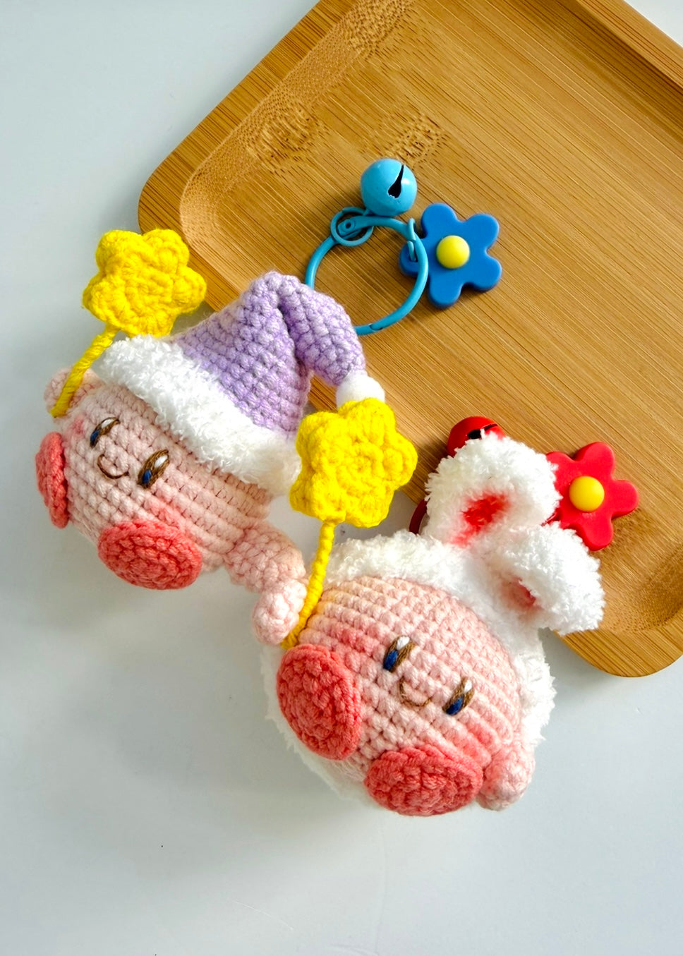 Handmade Crochet Kirby Keychain – Cute Anime Plush Key Ring Gift