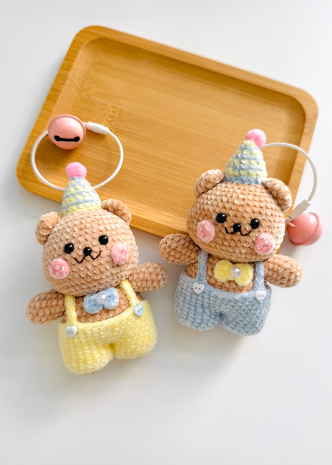 Handmade Crochet Pastel Bear Keychain – Cute Plush Key Ring Gift