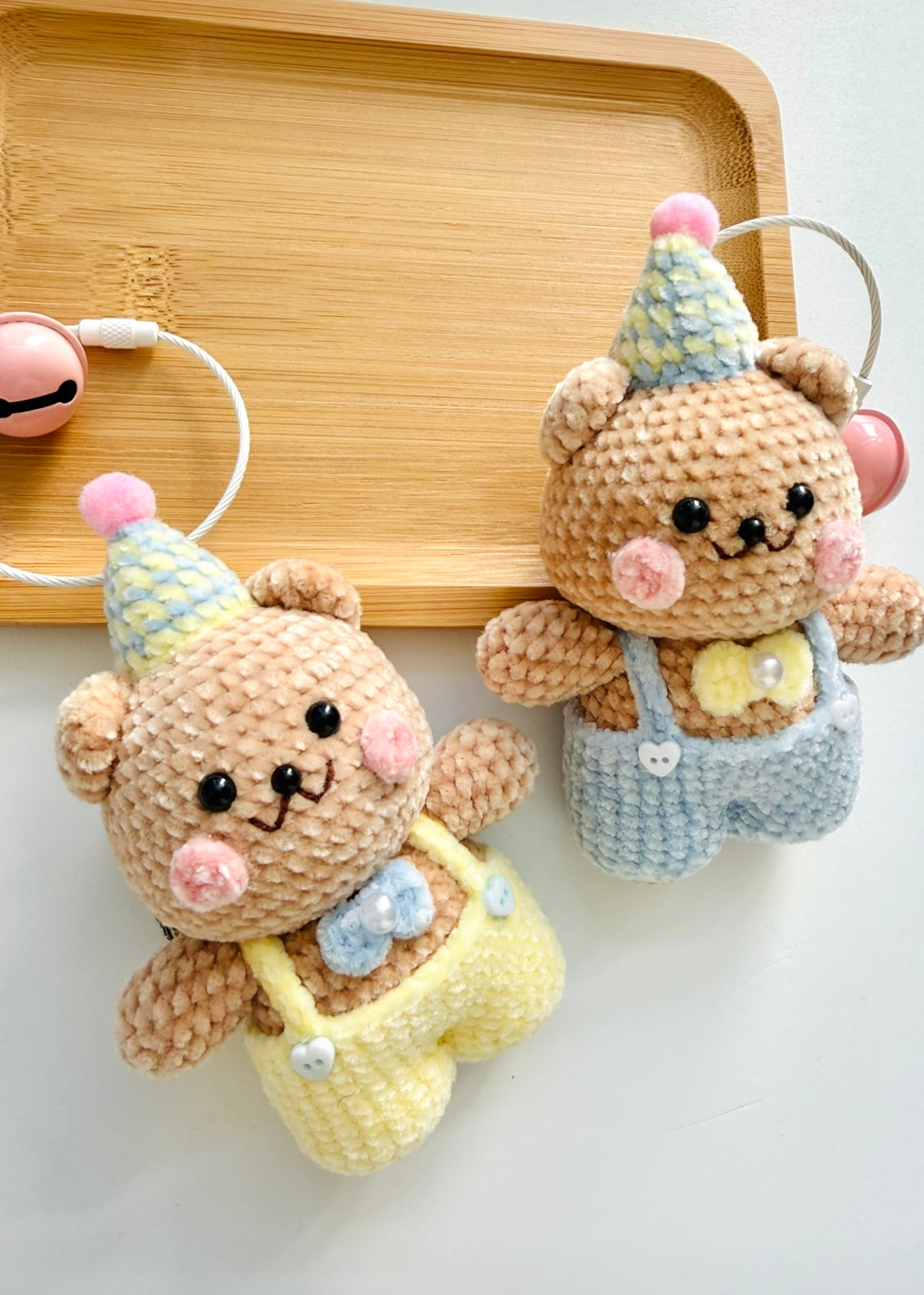 Handmade Crochet Pastel Bear Keychain – Cute Plush Key Ring Gift