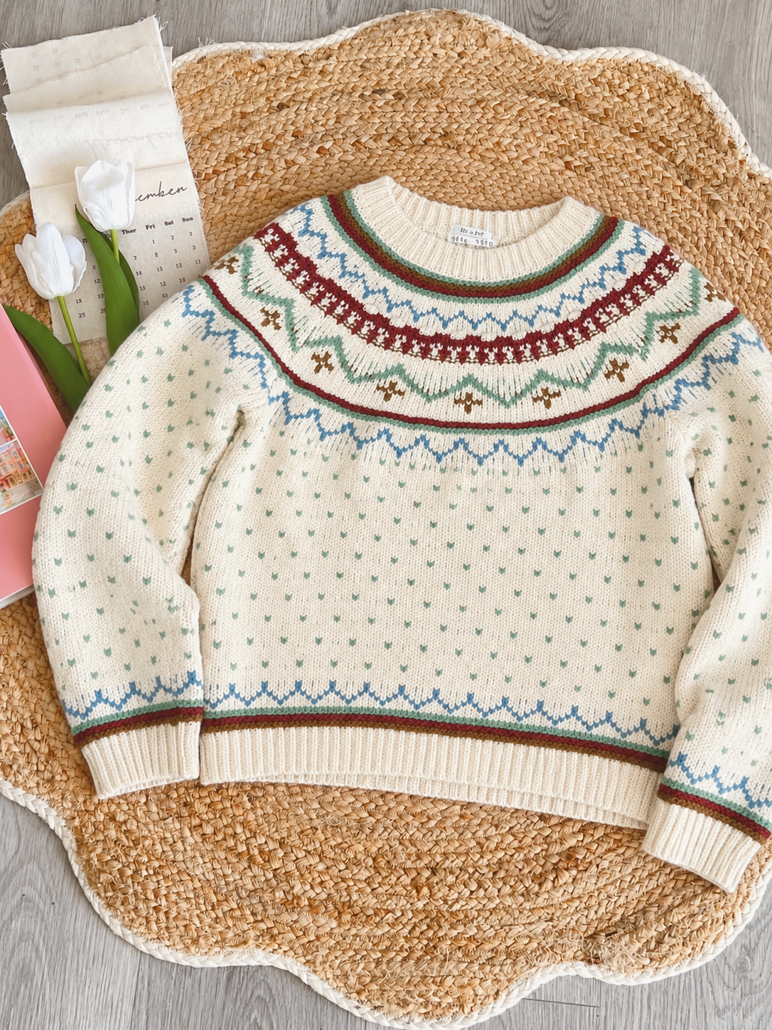 Pit a Pat Vintage Fair Isle Wool Sweater – Cozy Cottagecore Nordic Knit Pullover