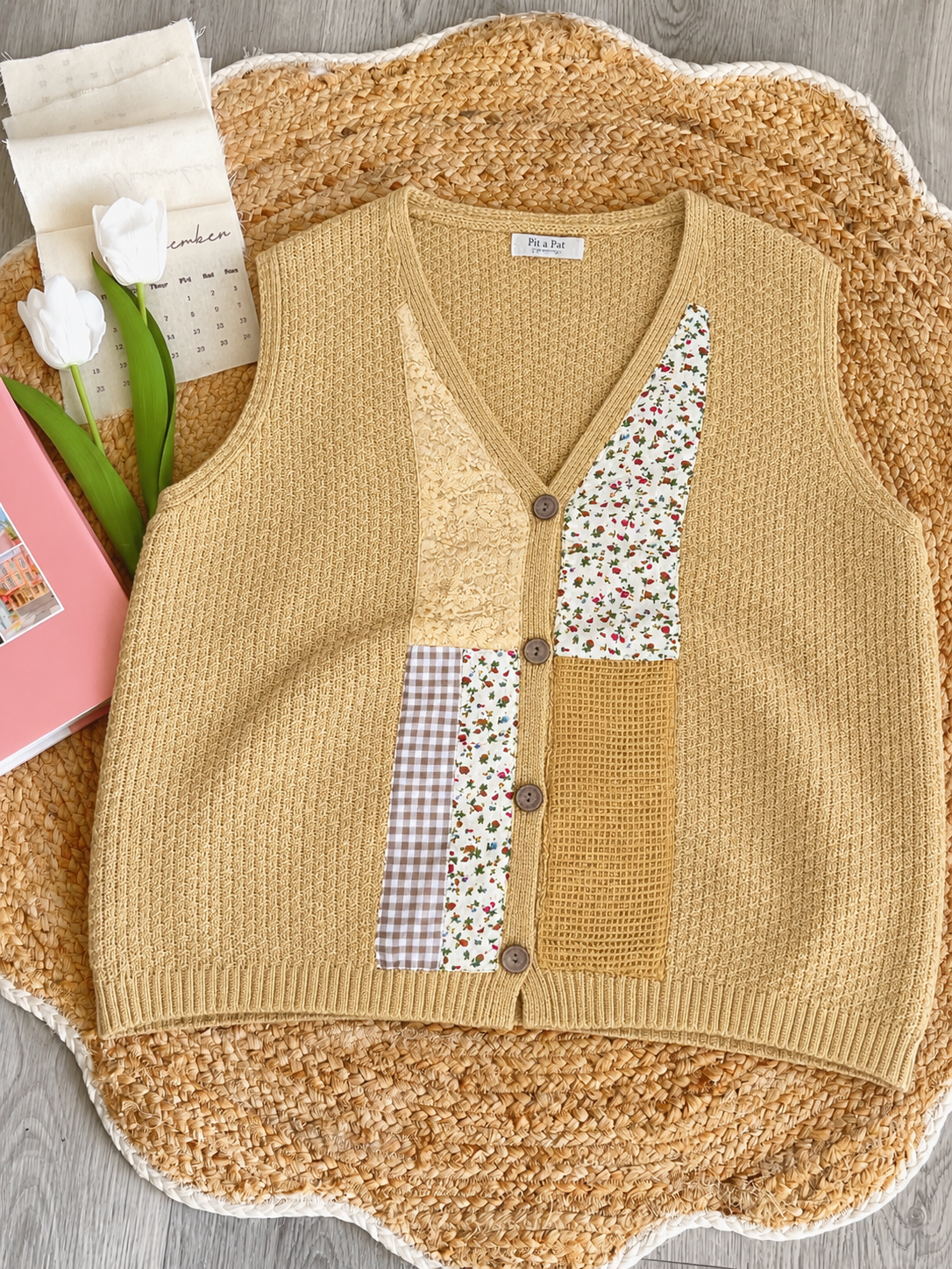 Pit a Pat Countryside Memories Patchwork Knit Vest – Vintage Cottagecore Sweater Vest