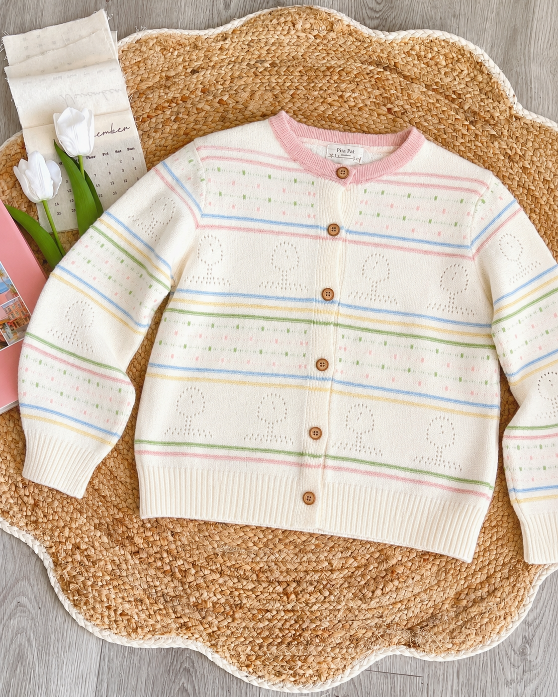 Pit a Pat Pastel Daydream Pointelle Knit Cardigan – Vintage Cottagecore Sweater