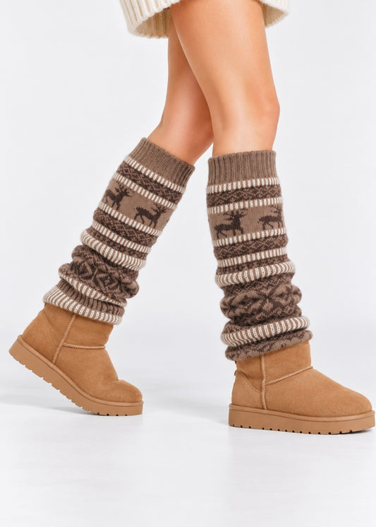Pit a Pat Brown Knit Cozy Leg Warmers