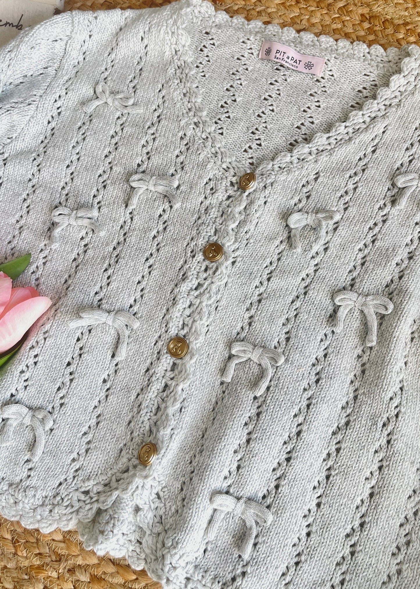 Grey Balletcore Knit Cardigan