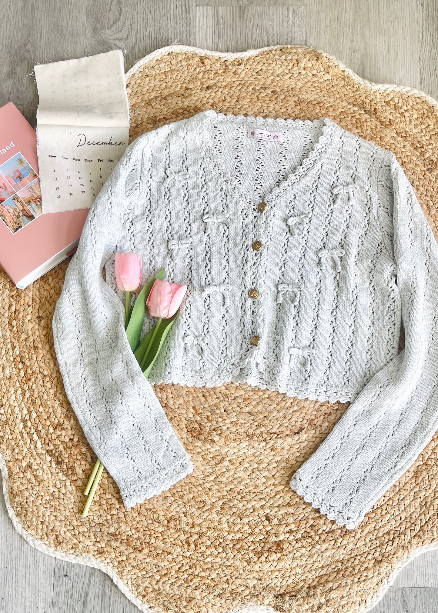 Grey Balletcore Knit Cardigan