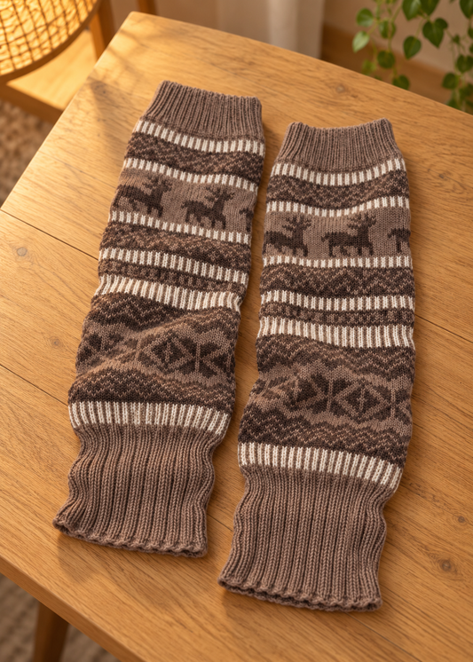 Pit a Pat Brown Knit Cozy Leg Warmers