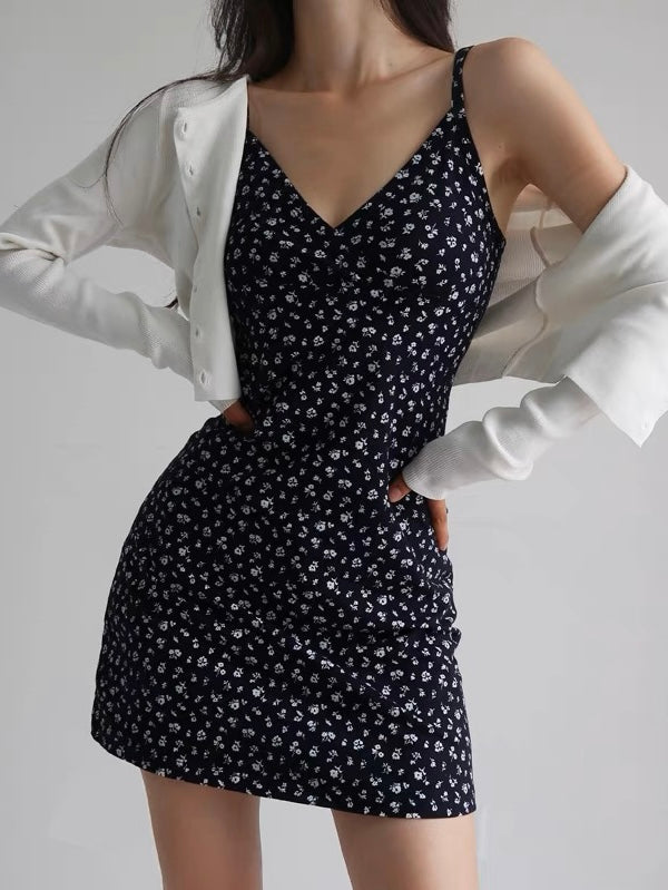 Navy Daisy Floral Mini Dress