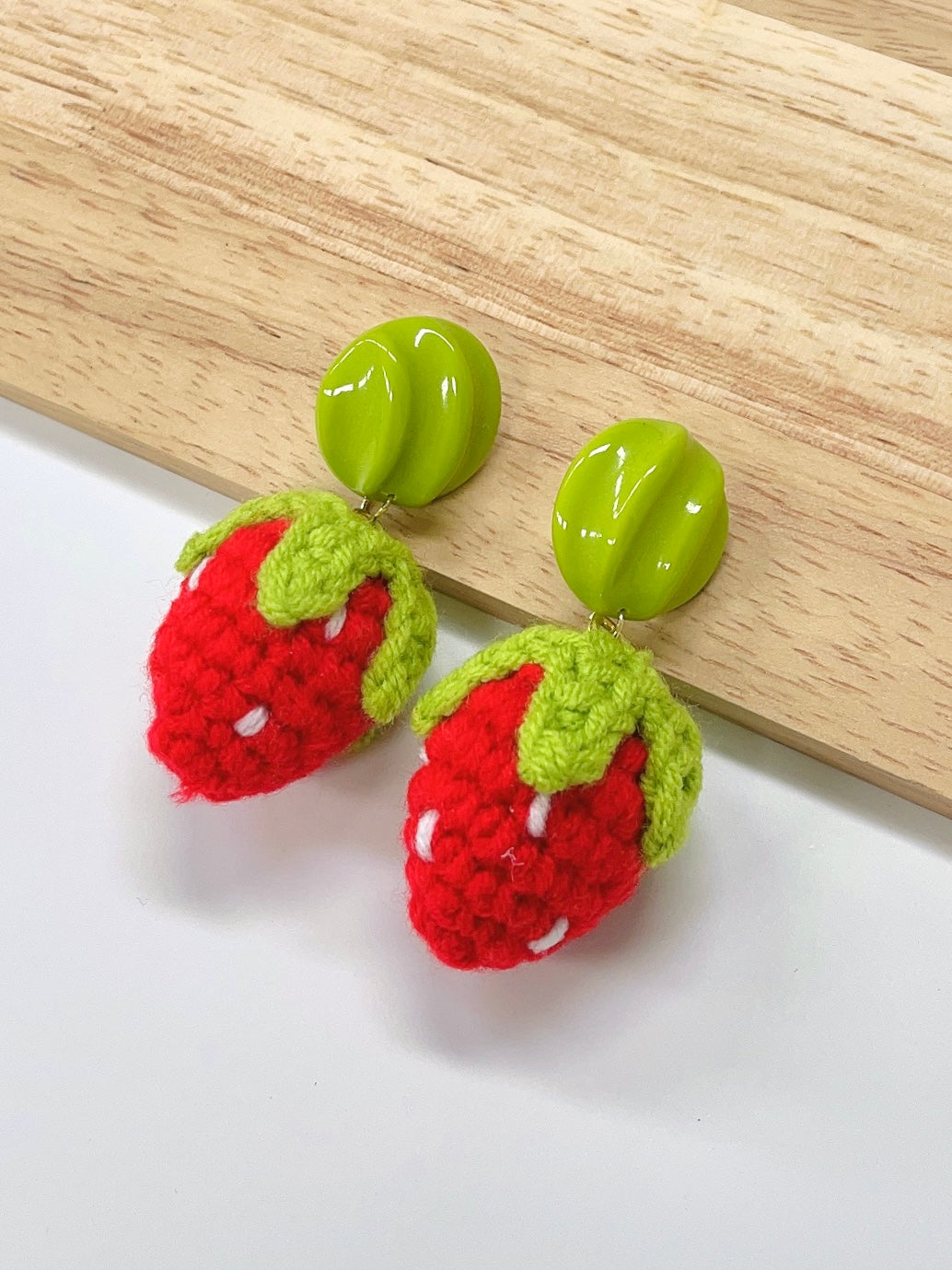 Crochet Strawberry Earrings