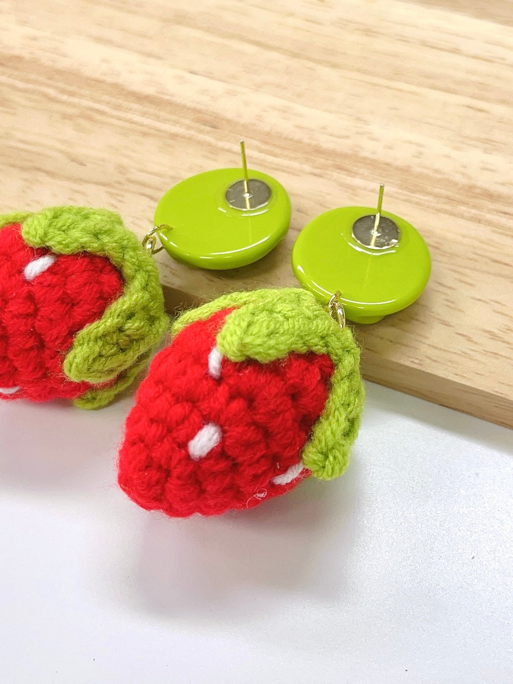 Crochet Strawberry Earrings