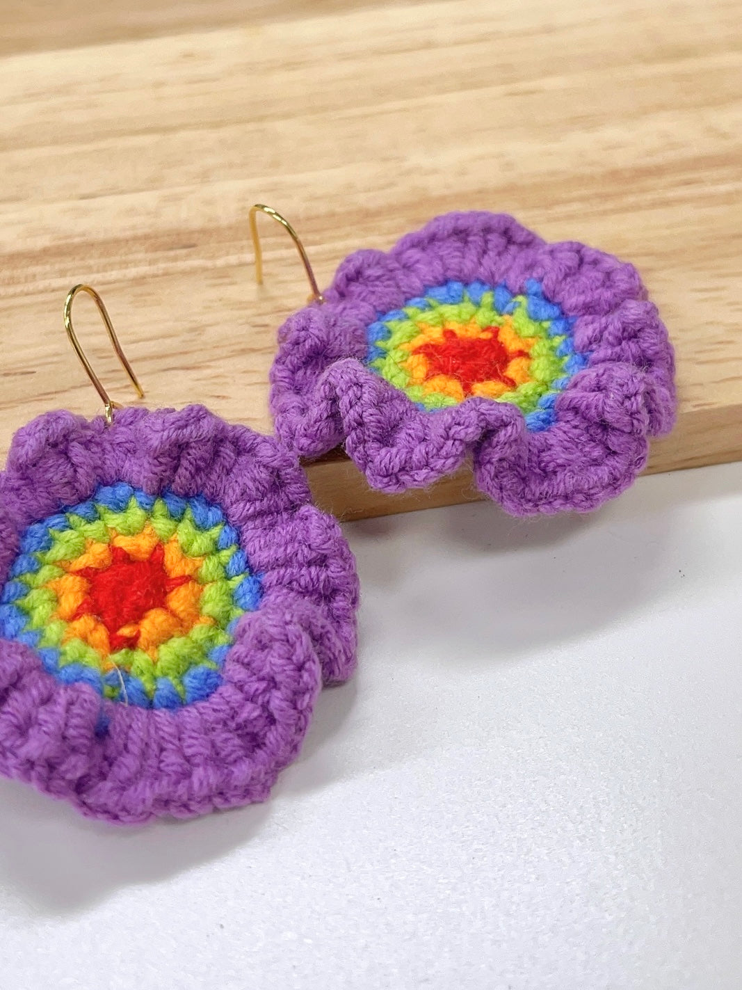 Crochet Rainbow Earrings