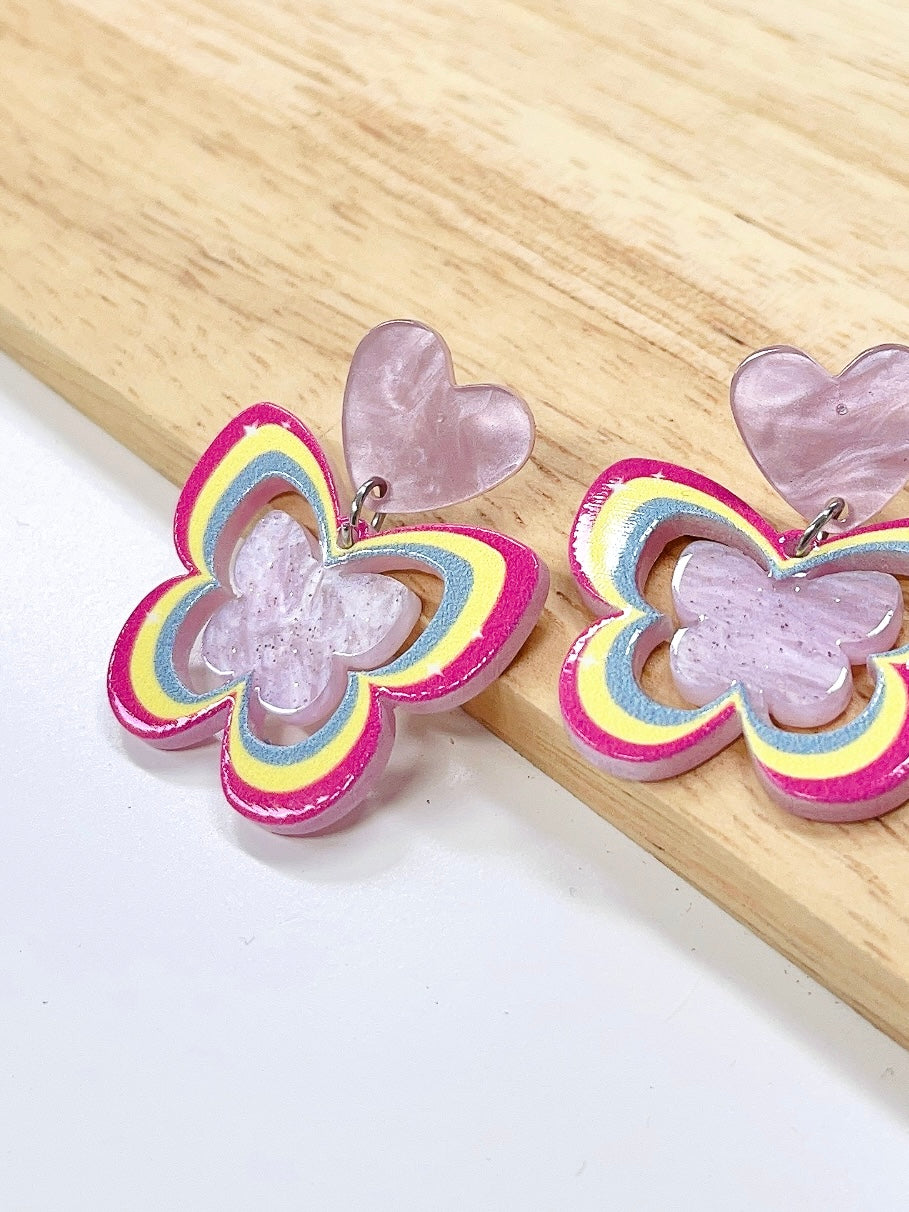 Rainbow Butterfly Dangle Earrings