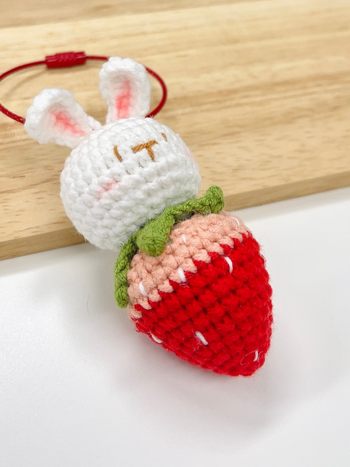 Handmade Bunny Strawberry Keychain