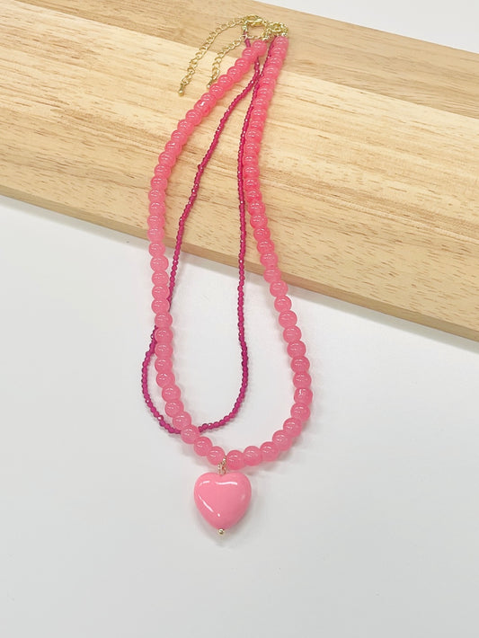 Pinky Girl Beaded Necklace Set