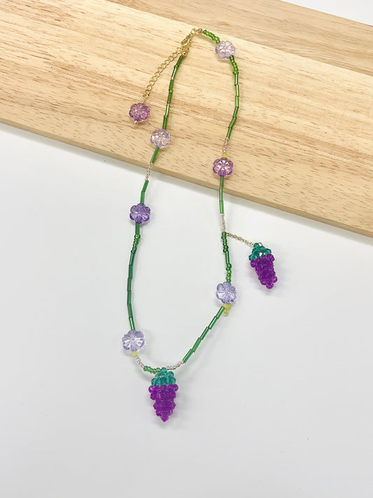 Grape Trellis Beaded Necklace