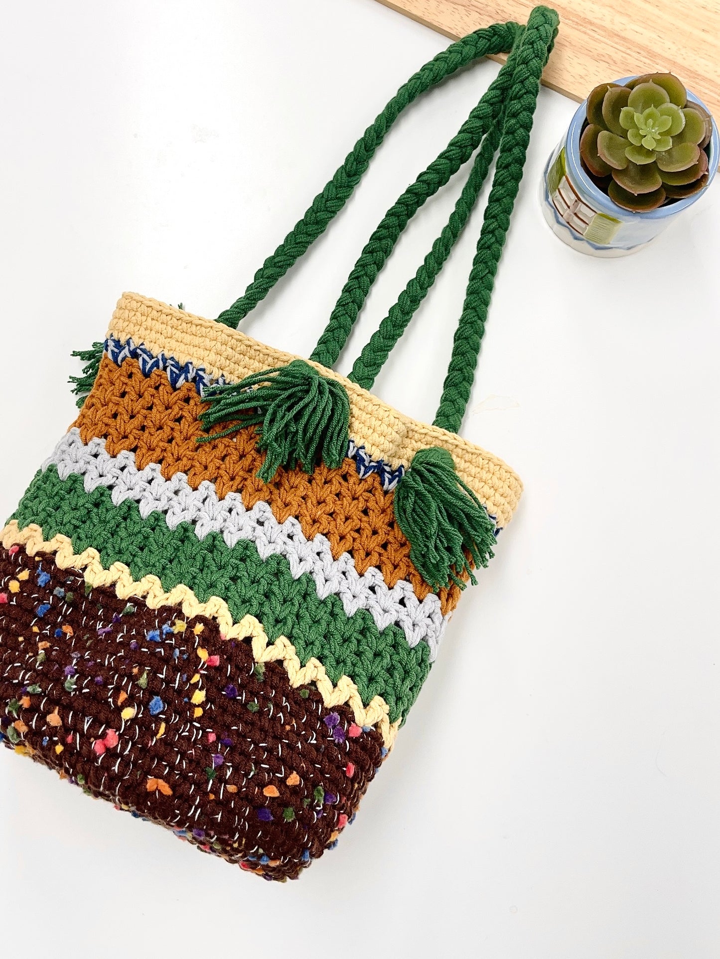 Forest Crochet Woven Shoulder Bag