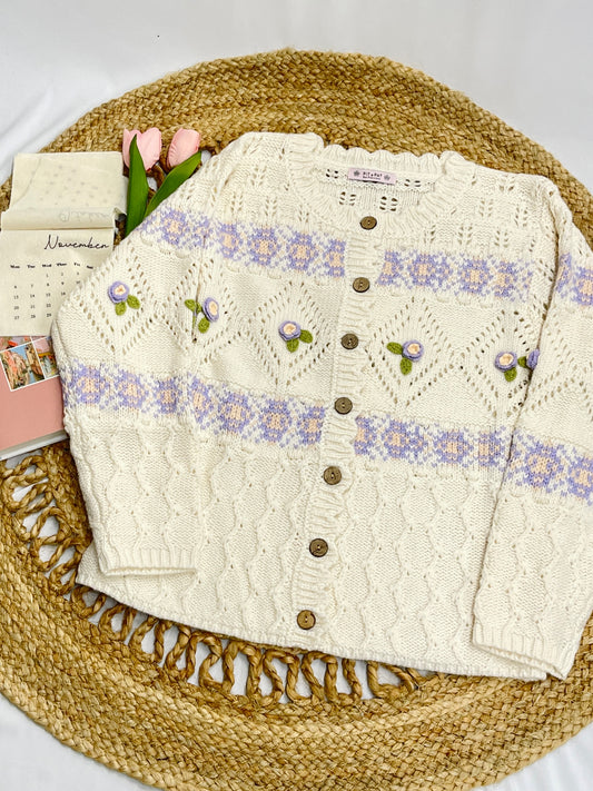Alice's Sweet Dream Crochet Floral Cardigan
