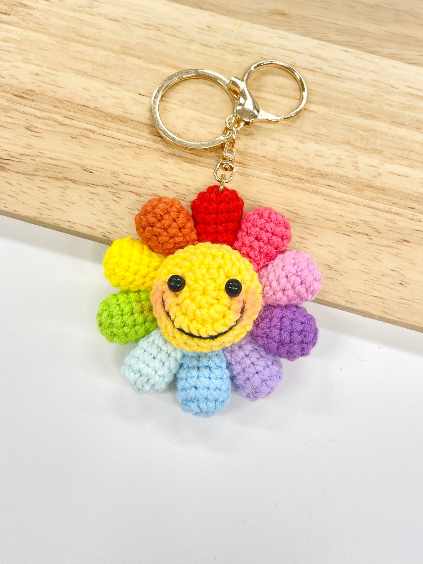 Handmade Rainbow Flower Keychain