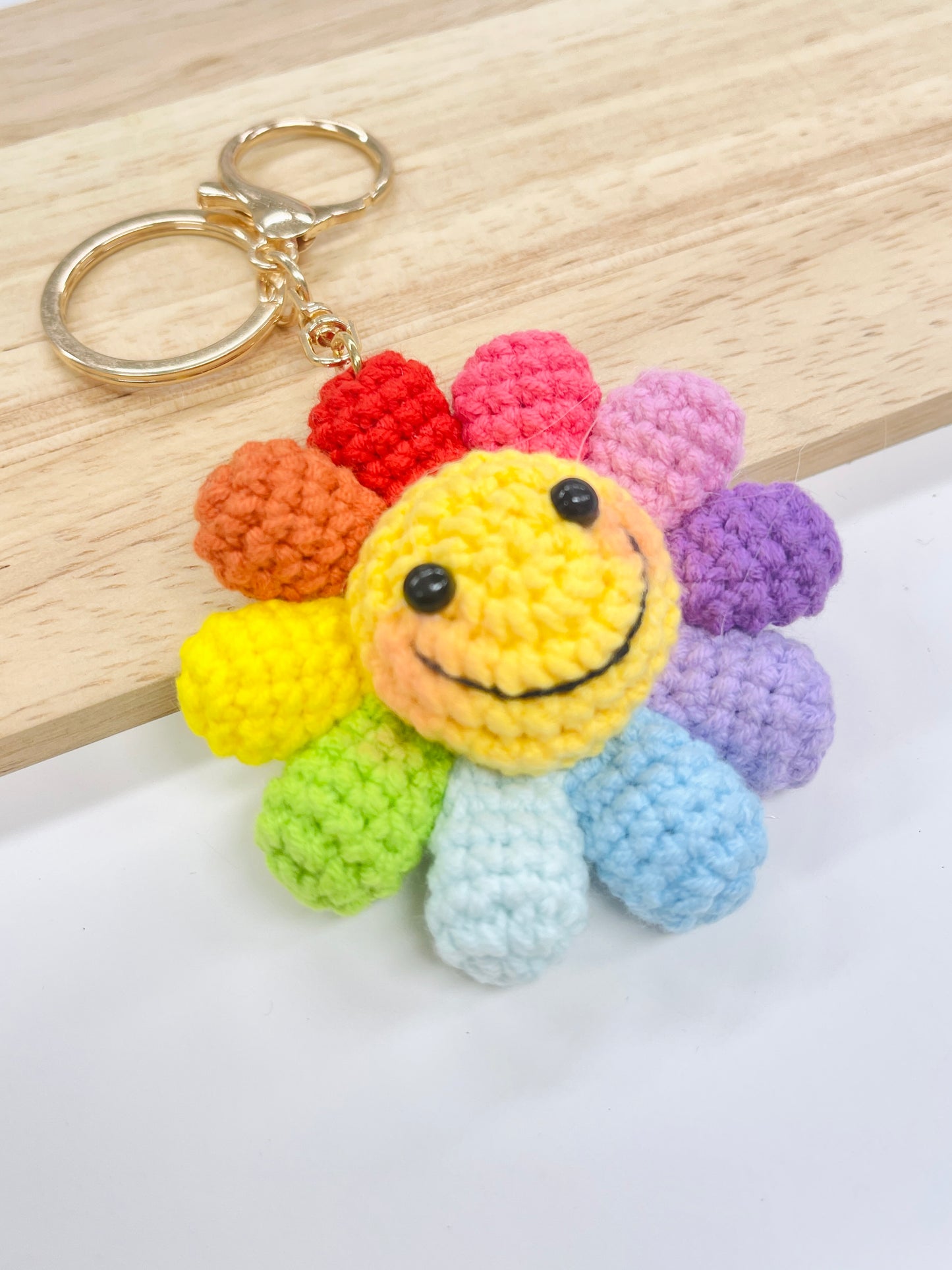 Handmade Rainbow Flower Keychain