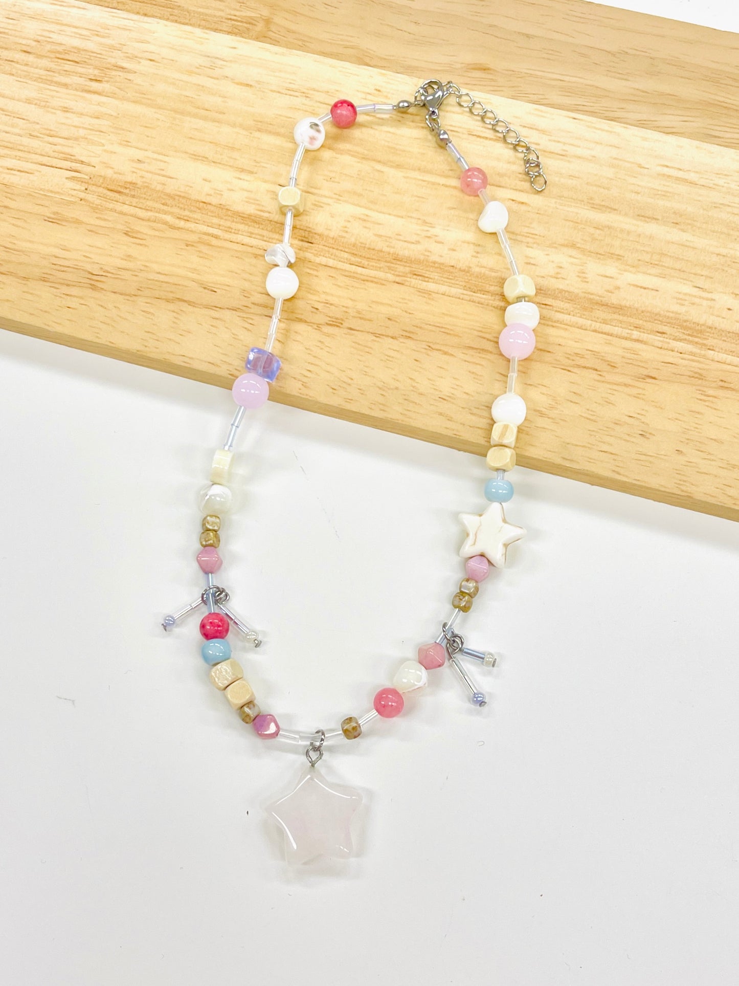 Pastel Star Beaded Necklace