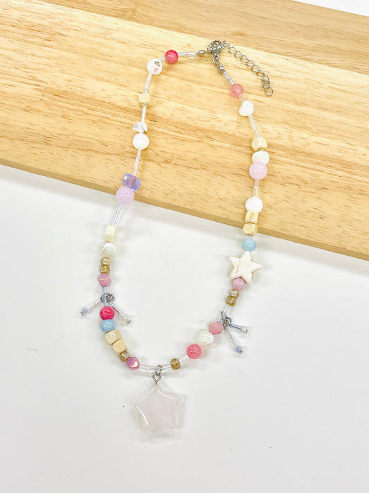 Pastel Star Beaded Necklace