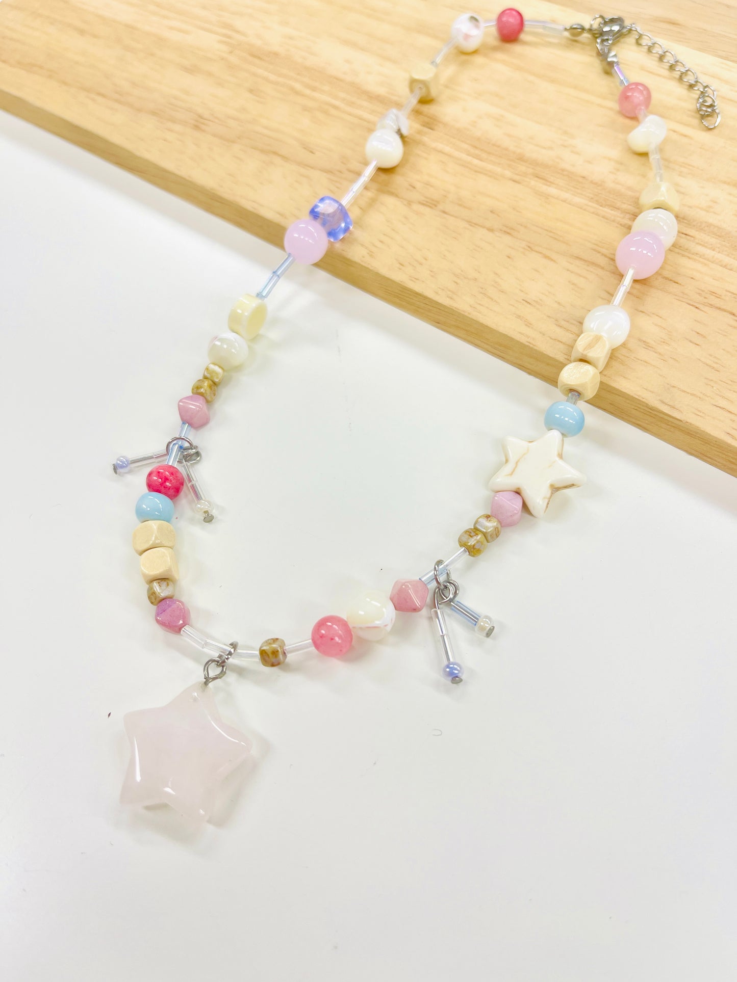 Pastel Star Beaded Necklace