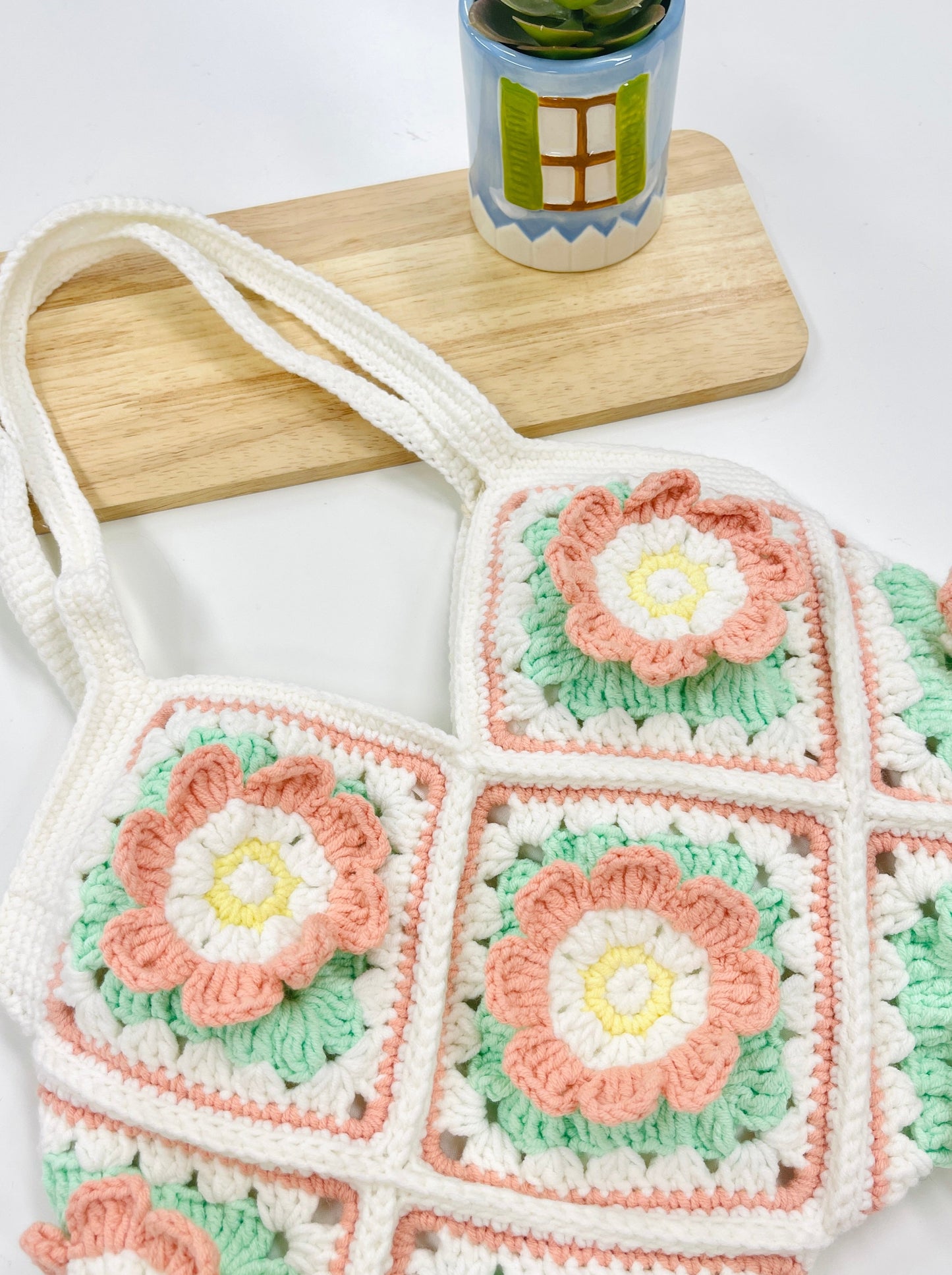 Crochet Woven Spring Floral Bag