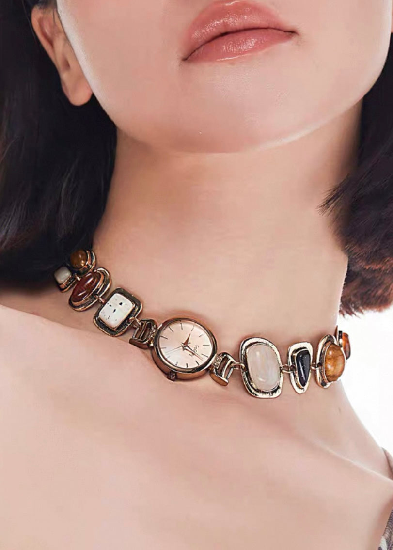 Pit a Pat Watch Pendant Stone Necklace