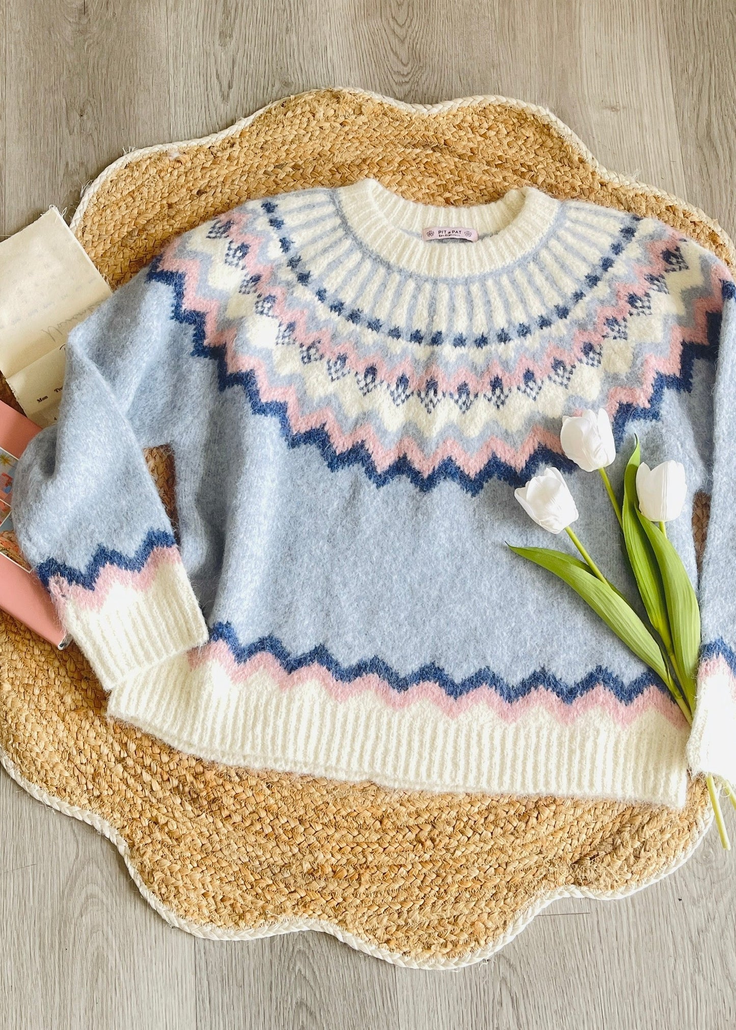 Blue Firework Pullover Oversized Sweater
