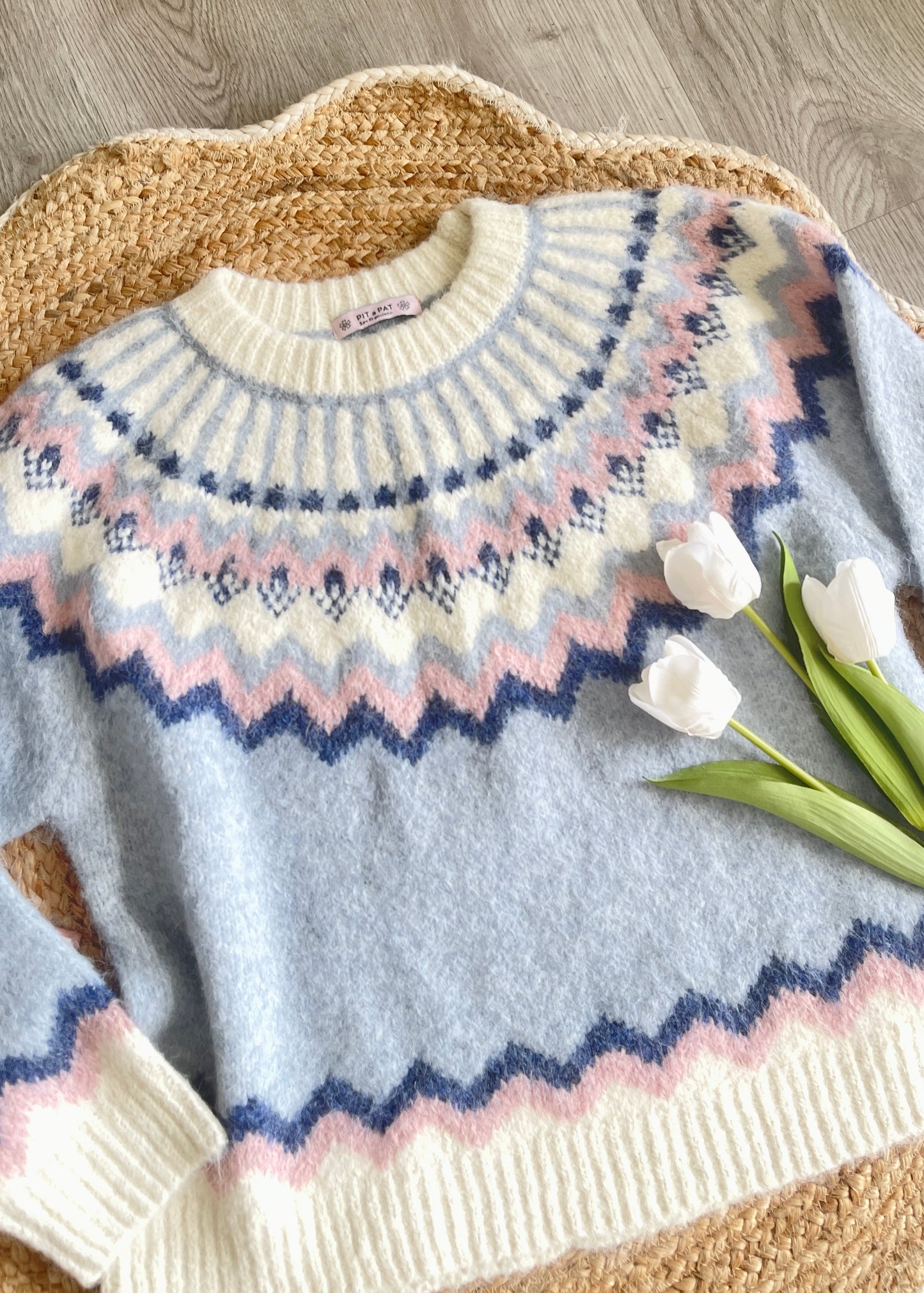 Blue Firework Pullover Oversized Sweater