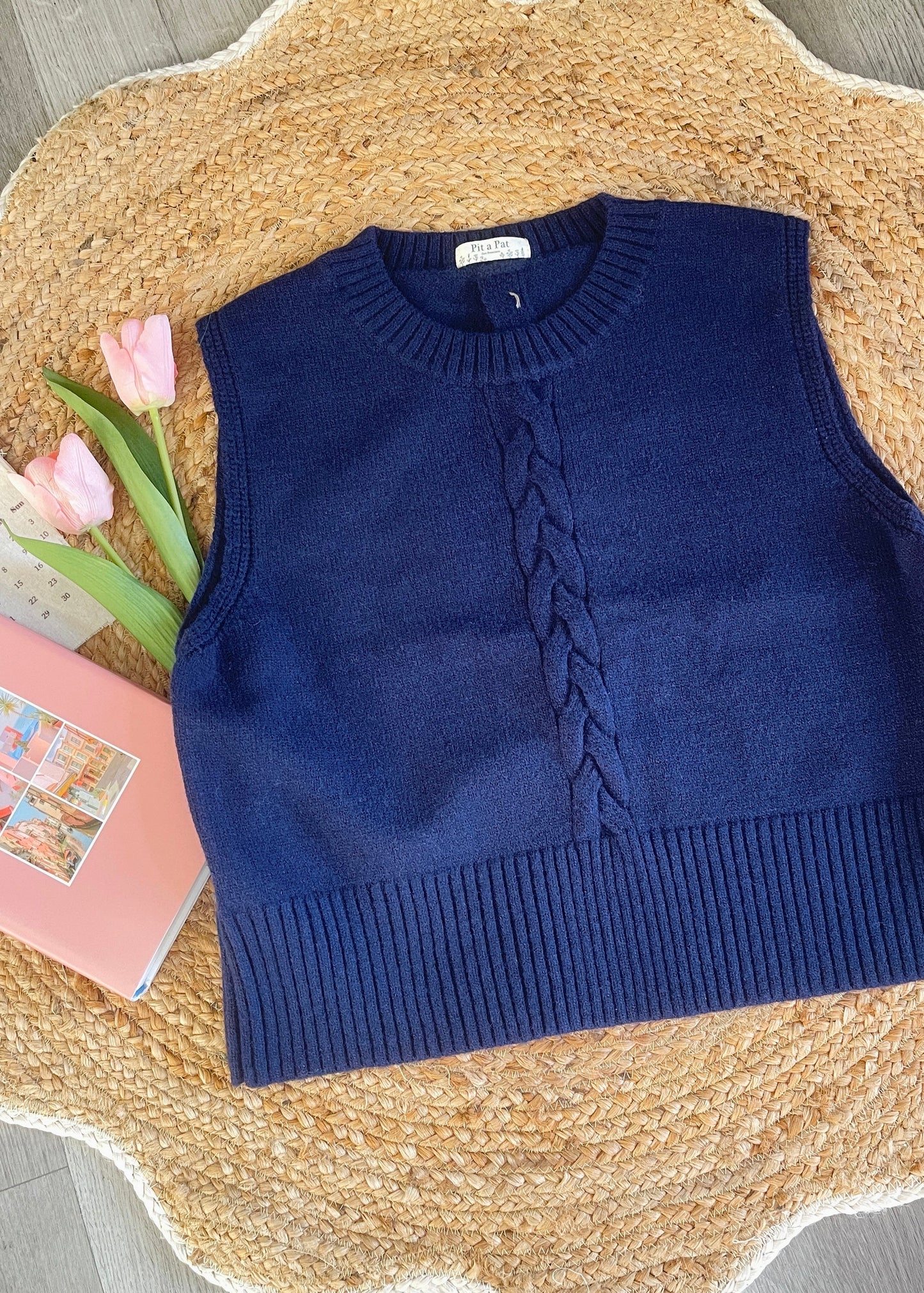 Navy Classic Open Back Knit Vest