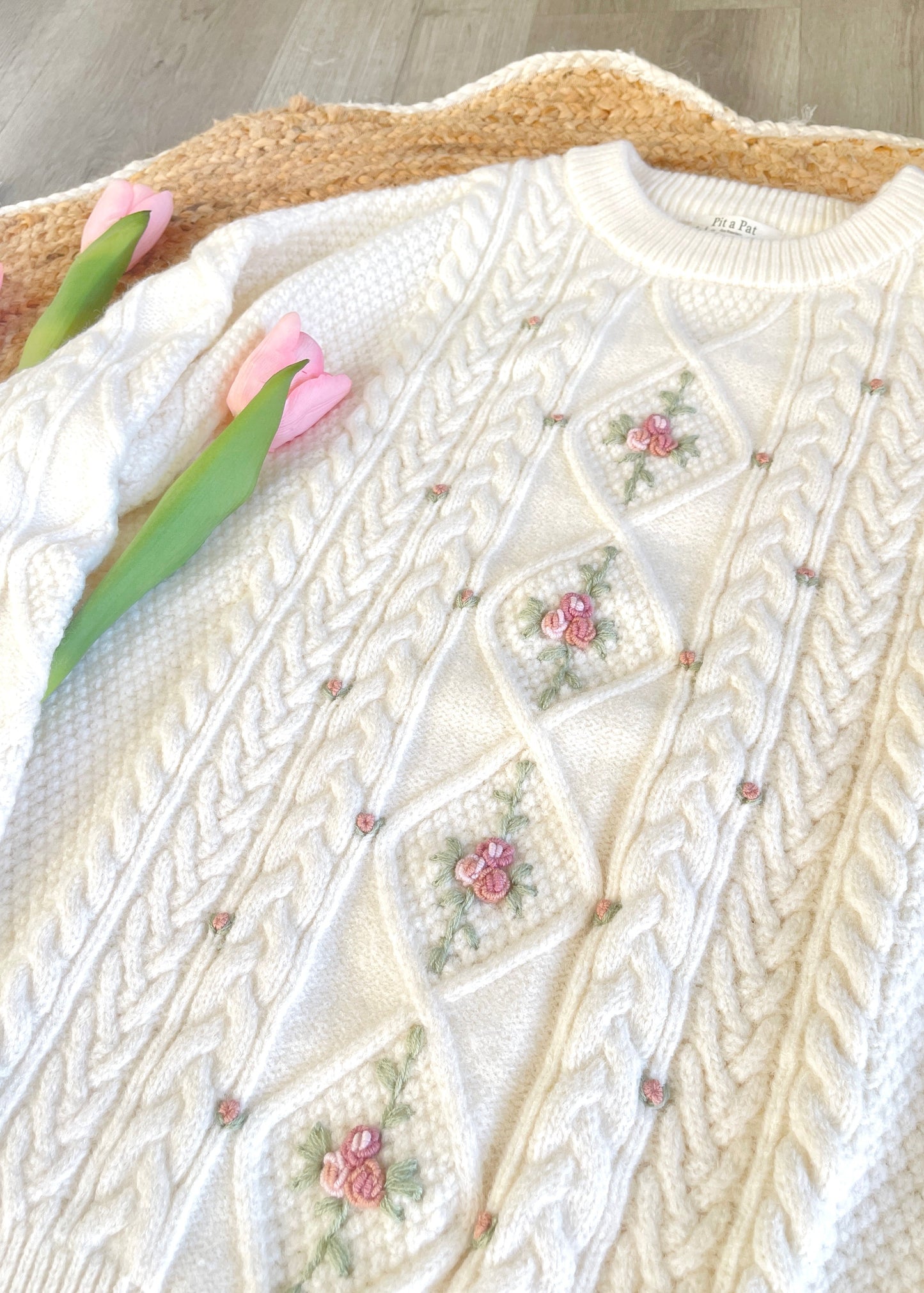 First Love Crochet Floral Oversized Sweater