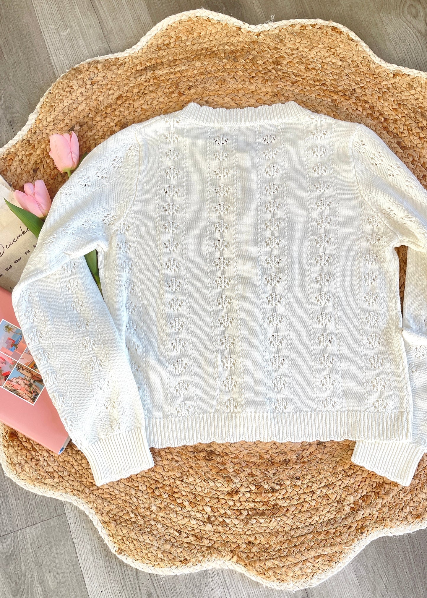 Romantic Golden Heart Knit Cardigan