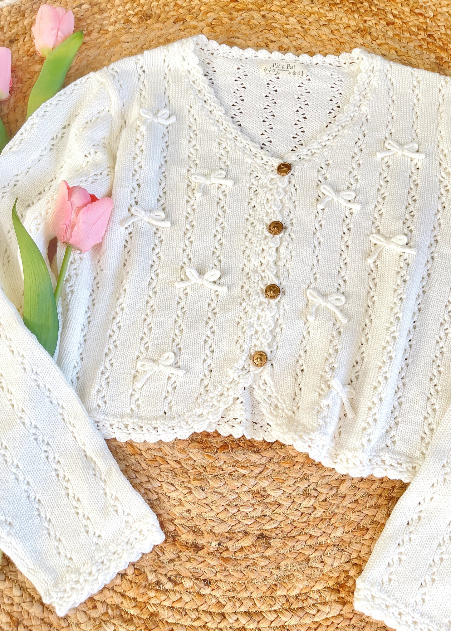 Cream Balletcore Knit Cardigan