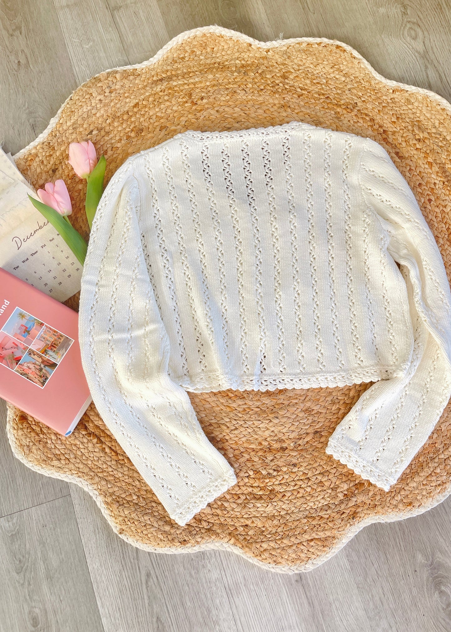 Cream Balletcore Knit Cardigan